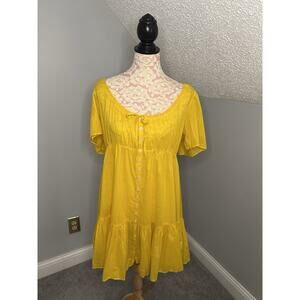 J. Crew Bright Yellow Cotton Tiered Button Down Beach Dress Festival Coverup